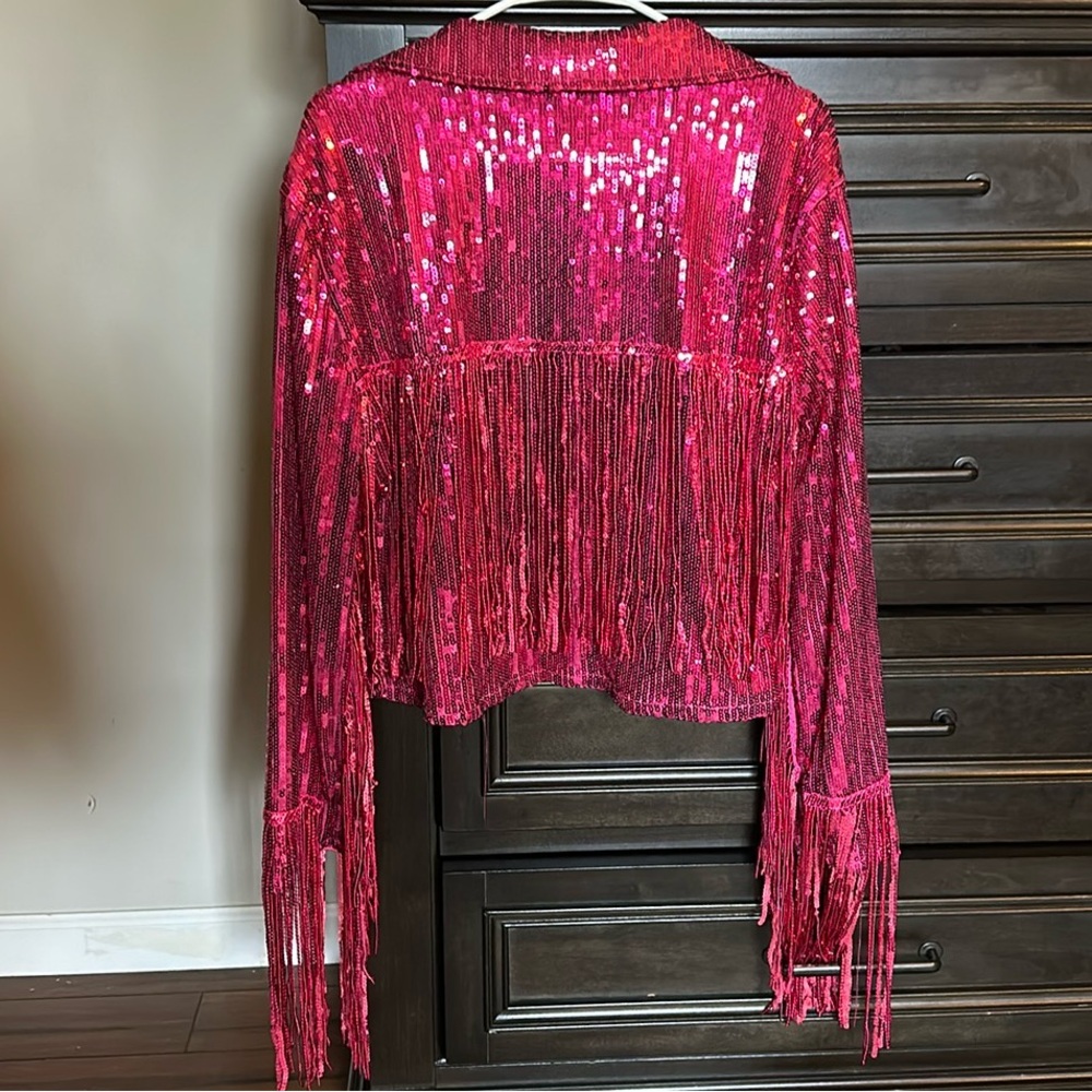 Hot Pink Fringe Blazer